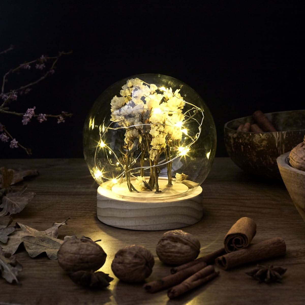 VEILLEUSE RONDE FLEURS SECHEES