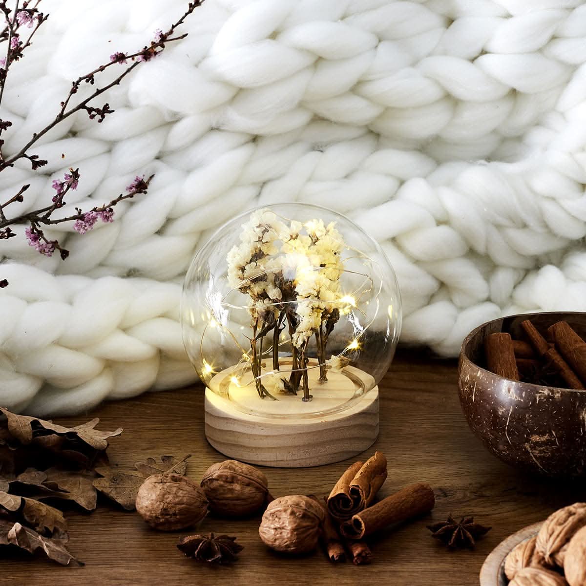 VEILLEUSE RONDE FLEURS SECHEES