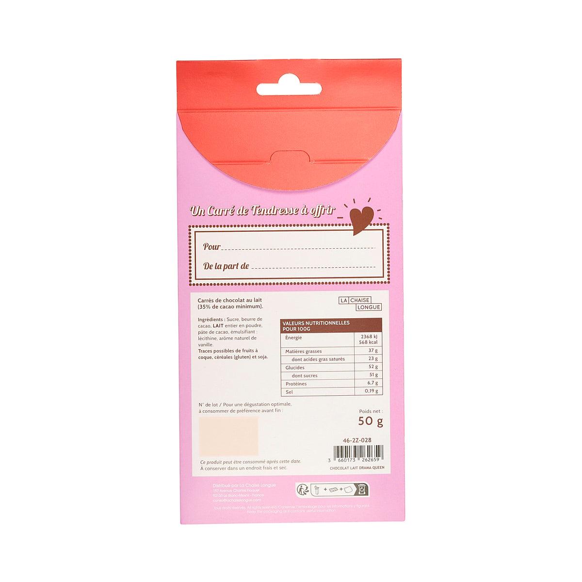 CARRES DE CHOCOLAT LAIT DRAMA QUEEN