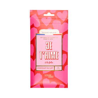 CARRES DE CHOCOLAT LAIT JE T'AIME