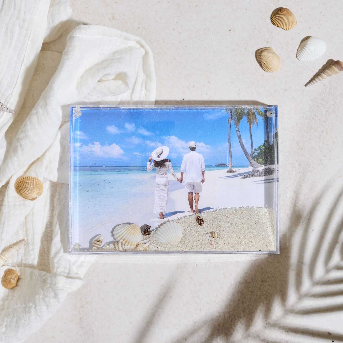 CADRE SABLE COQUILLAGES CRUSTACES