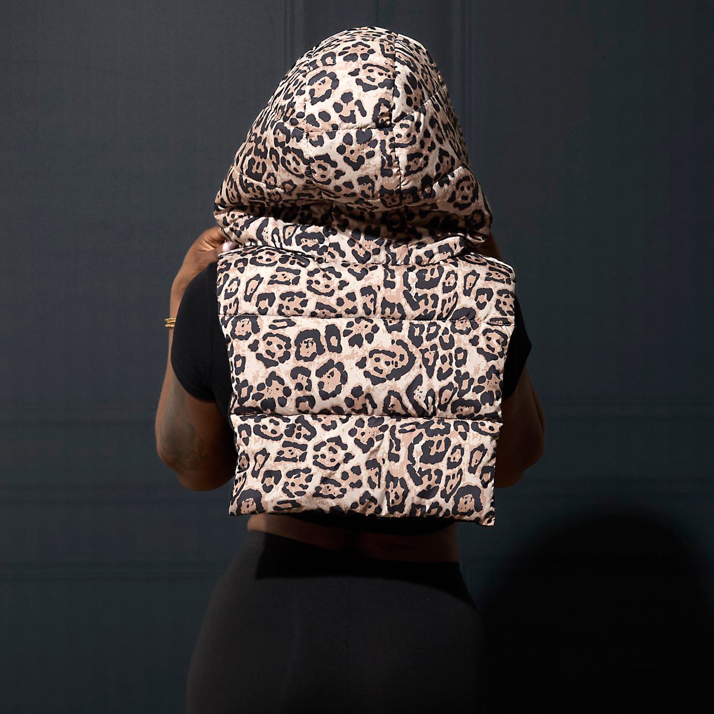 CAPUCHE DOUDOUNE REVERSIBLE LEOPARD