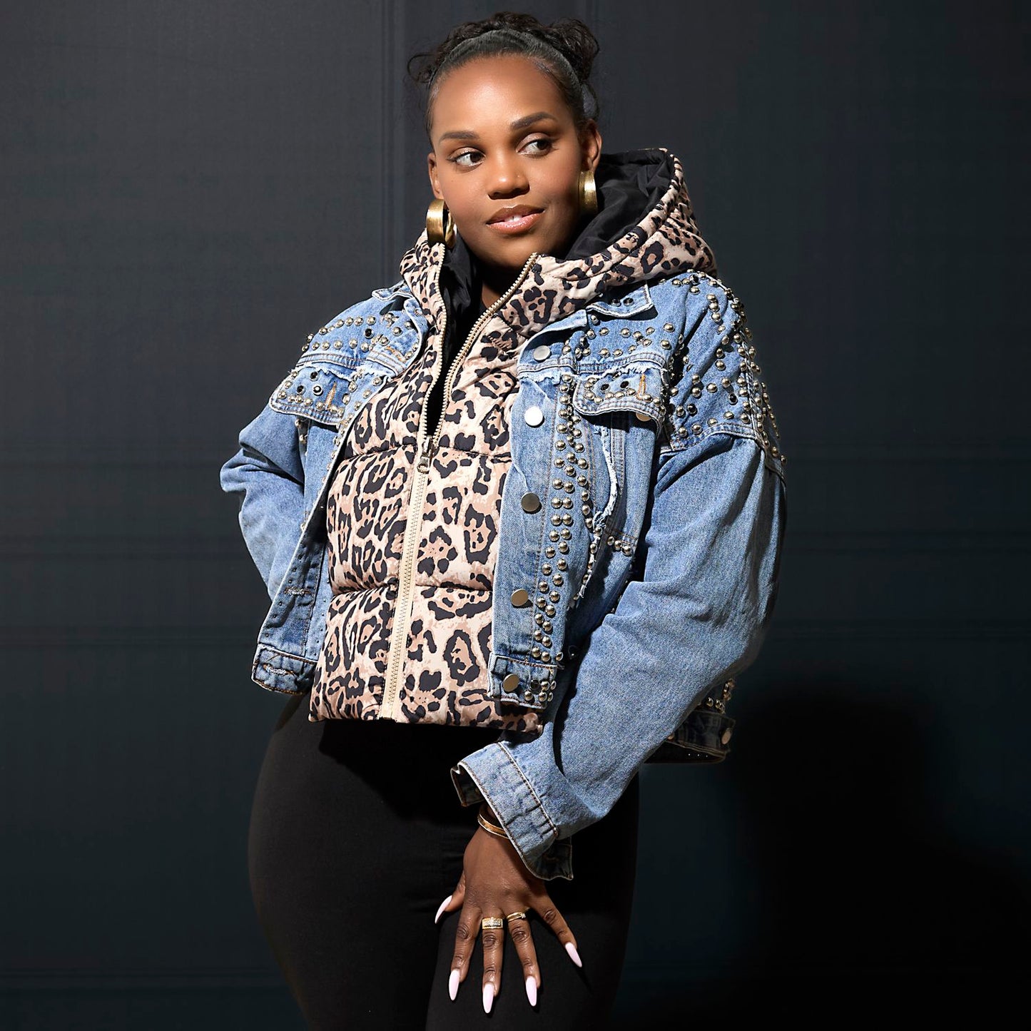 CAPUCHE DOUDOUNE REVERSIBLE LEOPARD