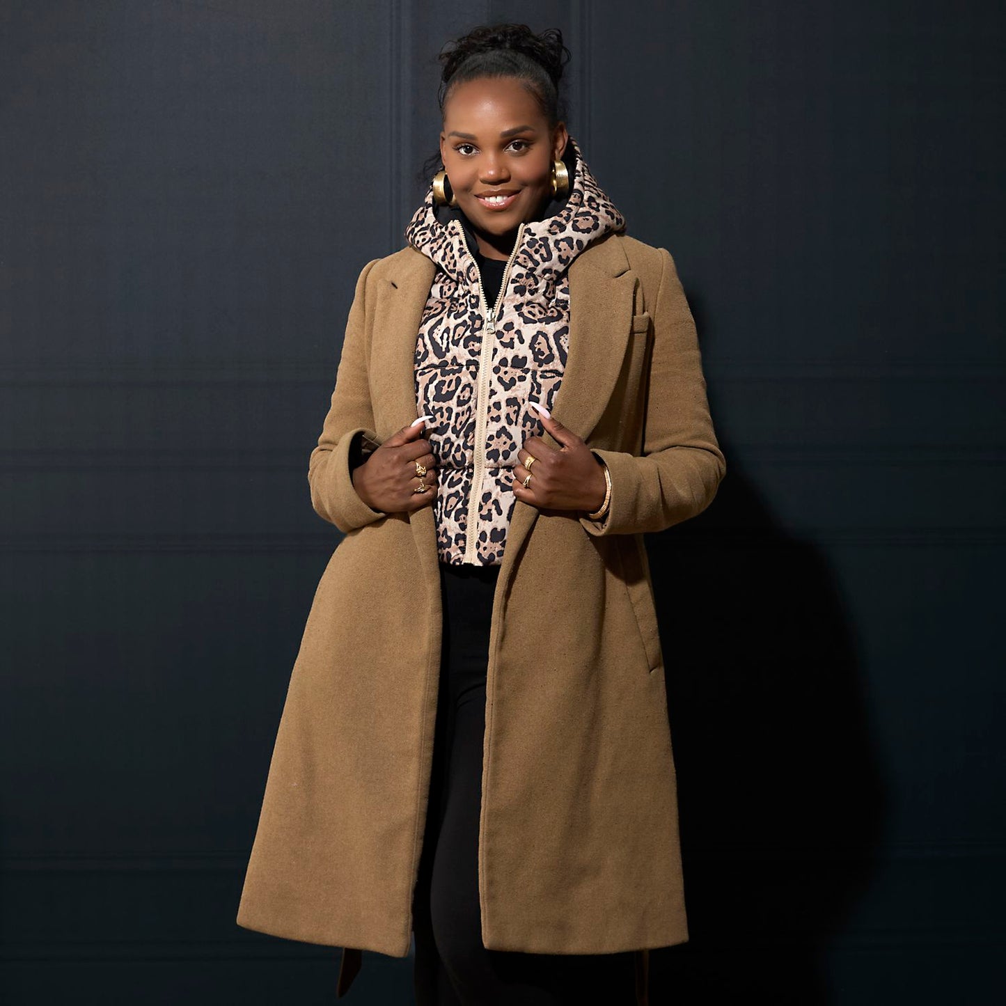 CAPUCHE DOUDOUNE REVERSIBLE LEOPARD