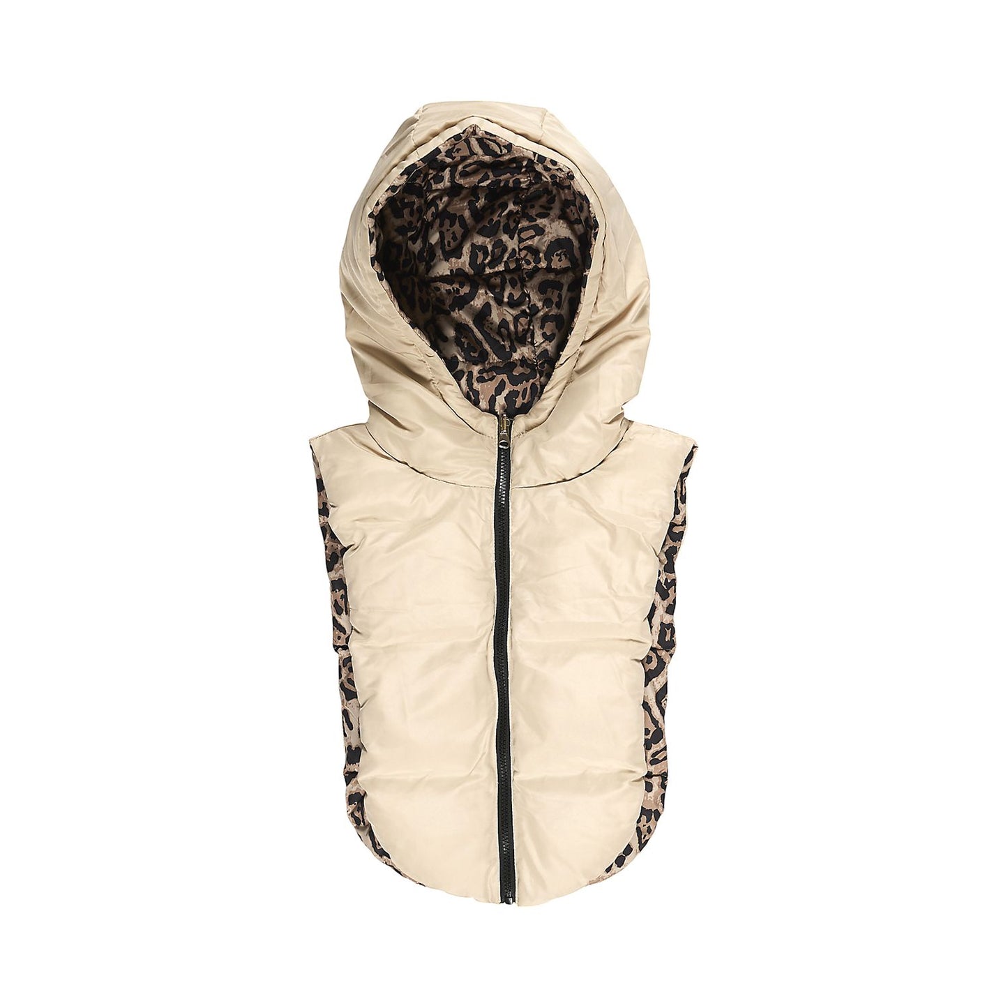 CAPUCHE DOUDOUNE REVERSIBLE LEOPARD