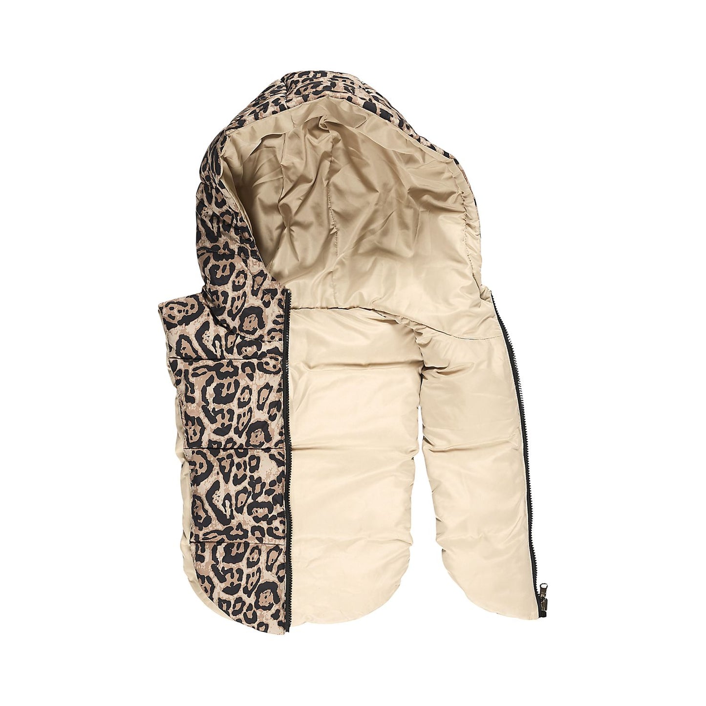 CAPUCHE DOUDOUNE REVERSIBLE LEOPARD