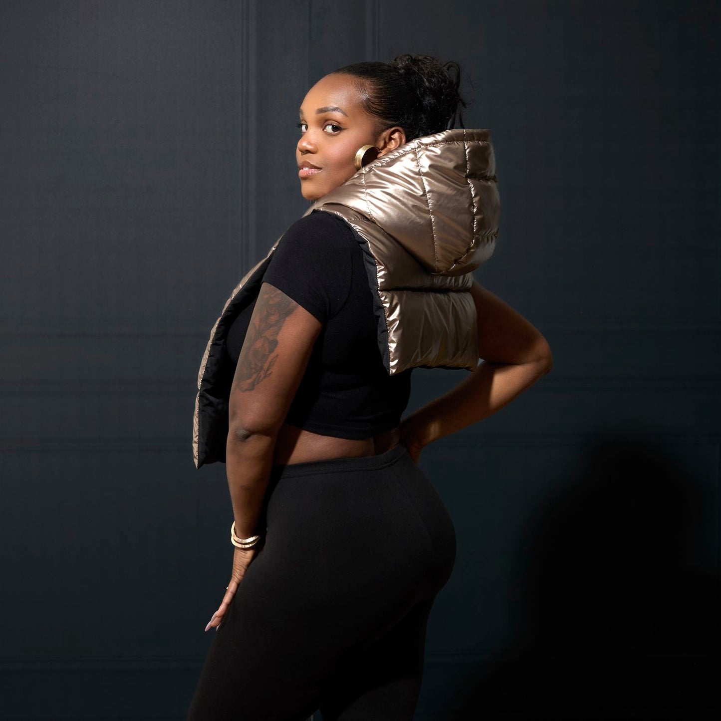 CAPUCHE DOUDOUNE REVERSIBLE GOLD