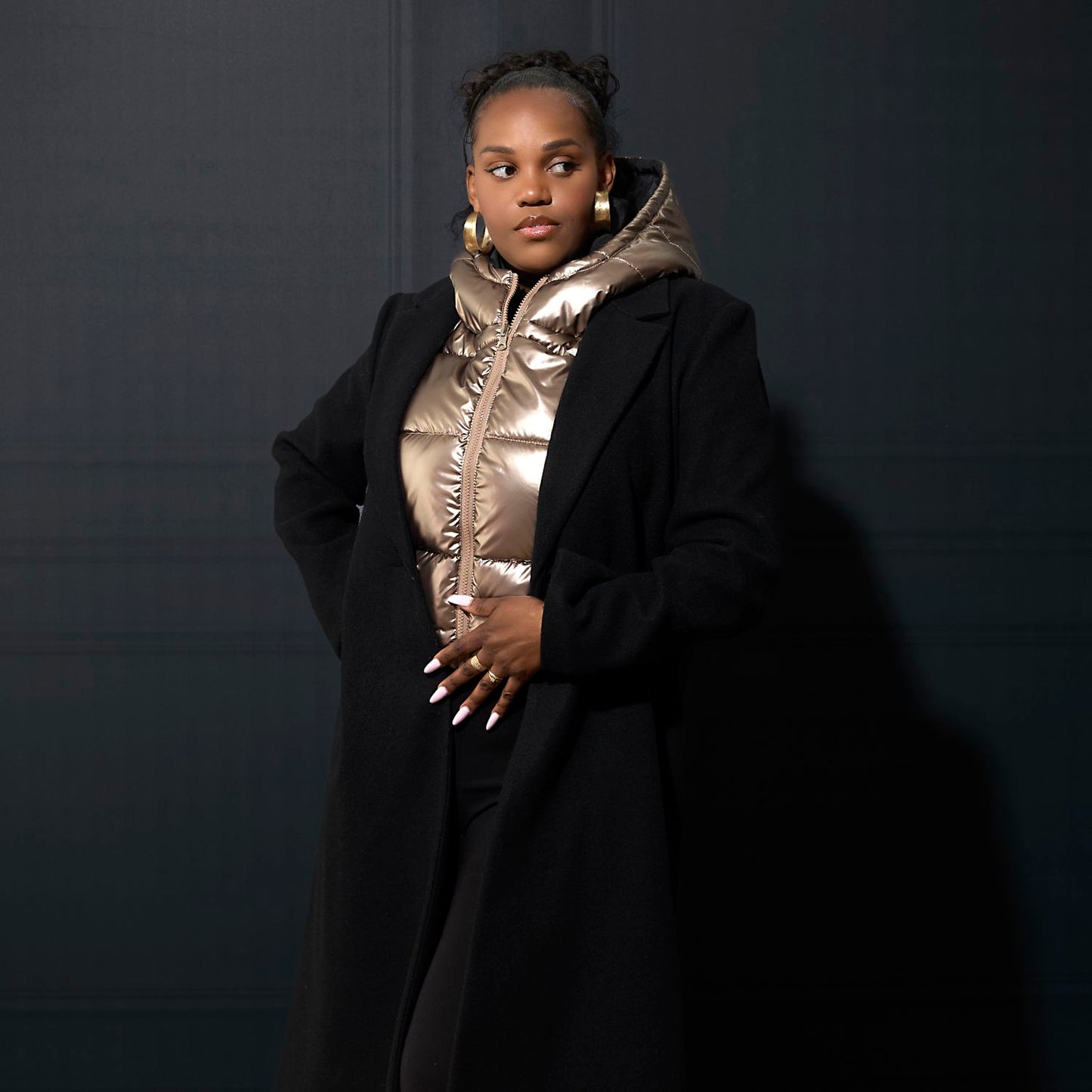 CAPUCHE DOUDOUNE REVERSIBLE GOLD