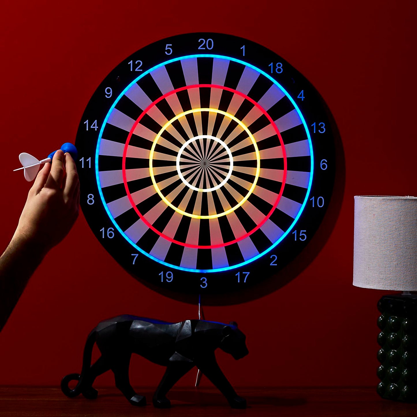 JEU DE FLECHETTES CIBLE EFFET NEON