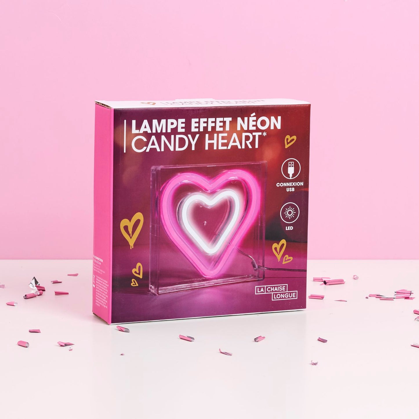 LAMPE EFFET NEON COEURS