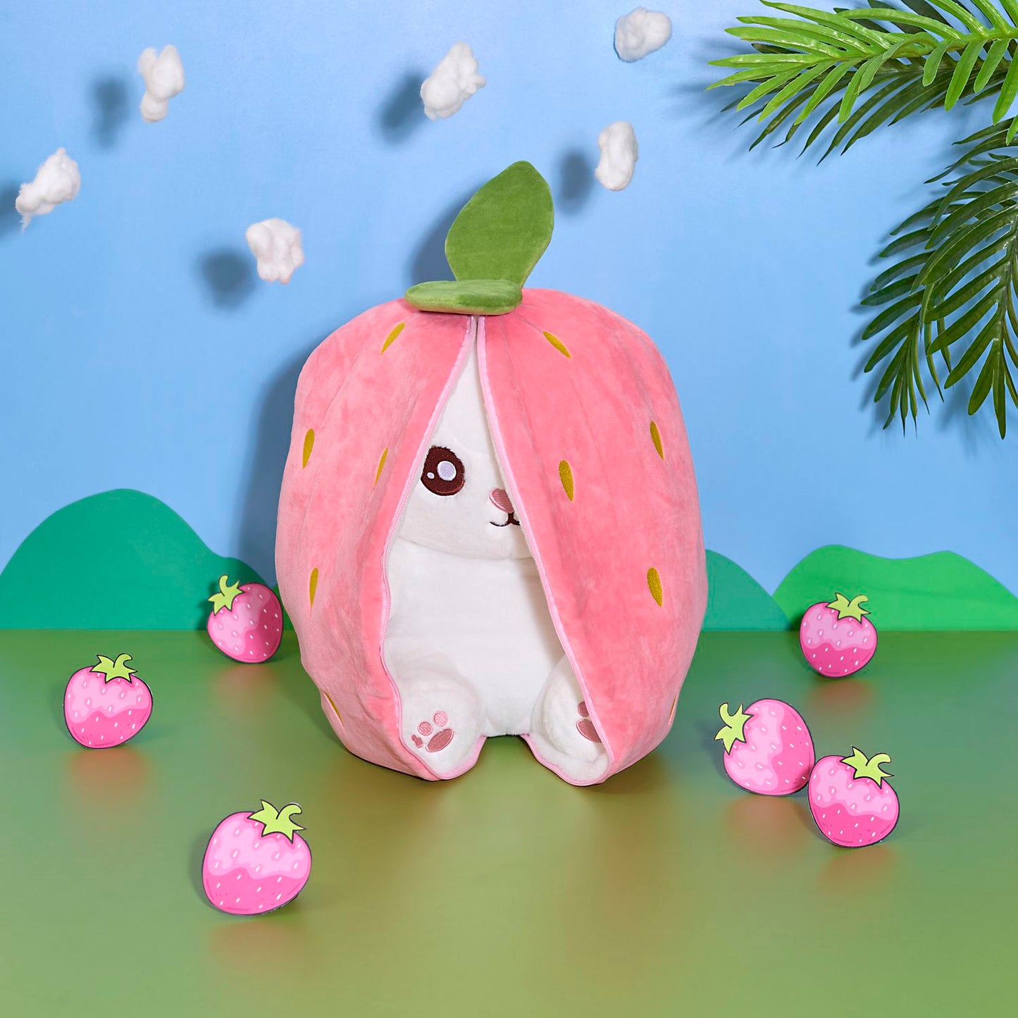 PELUCHE LAPIN SURPRISE FRAISE