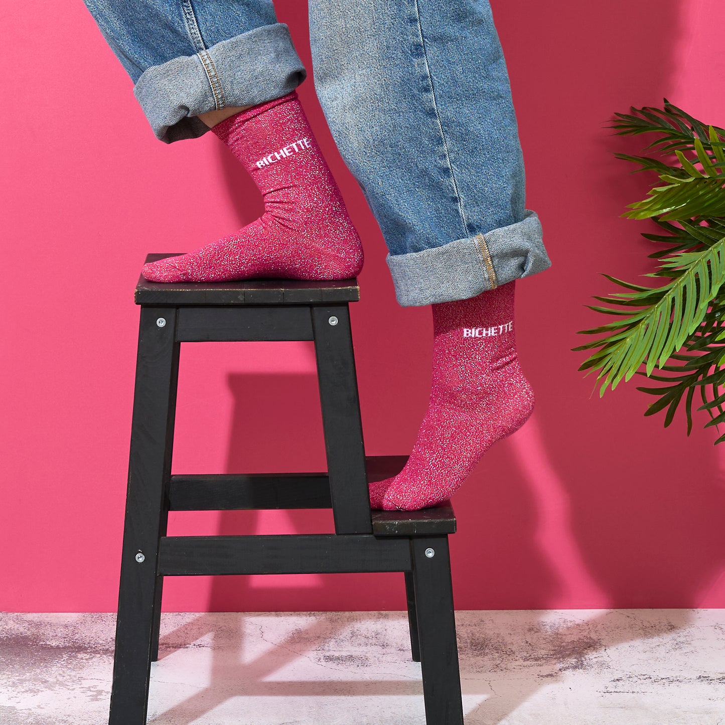CHAUSSETTES PAILLETTES ROSES BICHETTE