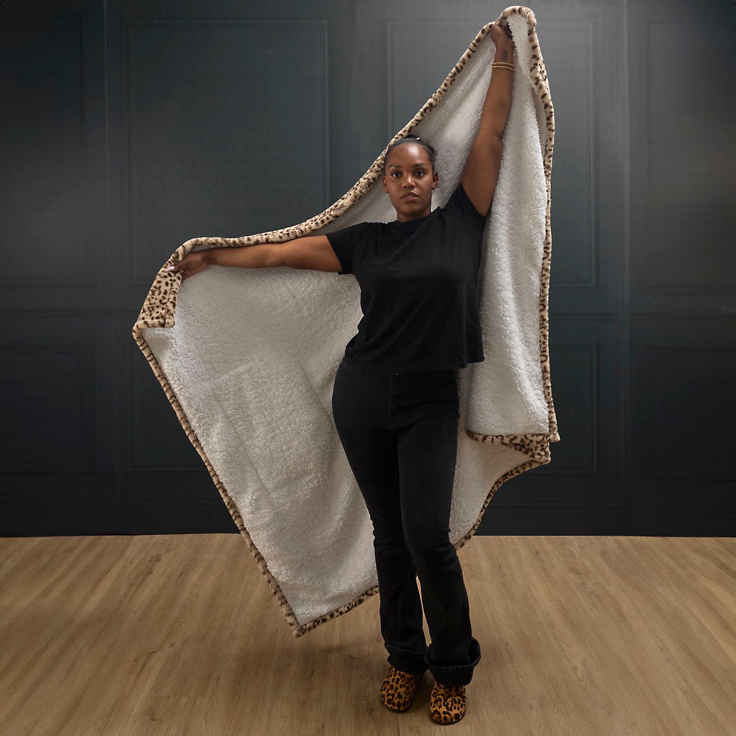 PLAID PONCHO LEOPARD KEILA