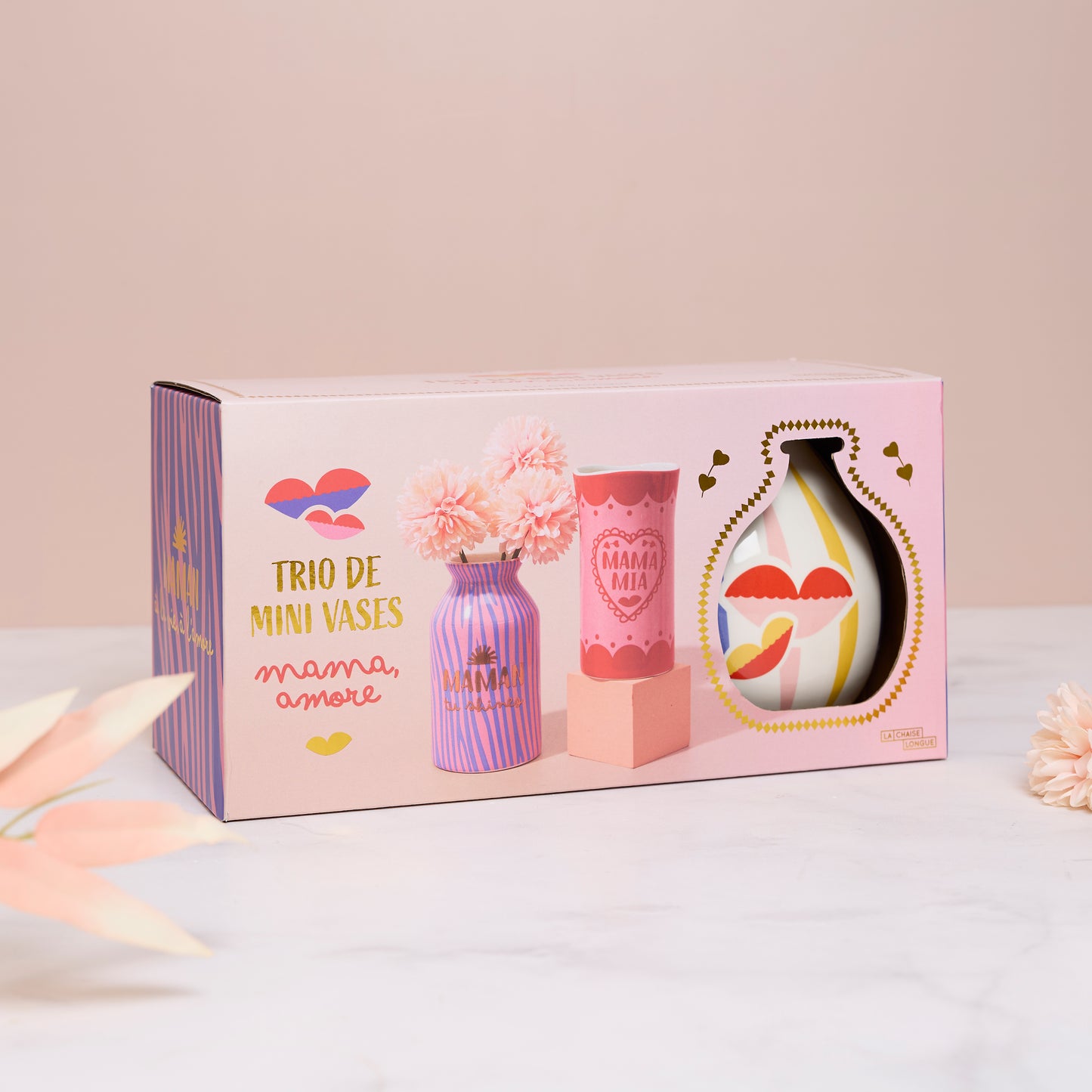 COFFRET DE 3 VASES MAMA MI AMORE