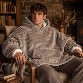 SWEAT XXL COCOON COTELE A CAPUCHE GRIS CLAIR