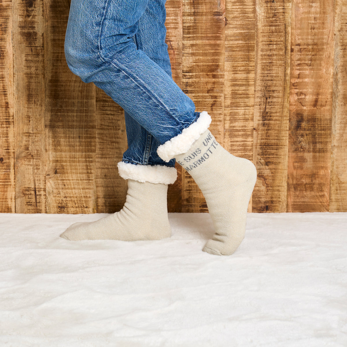 CHAUSSETTES SHERPA GLITTER MARMOTTE