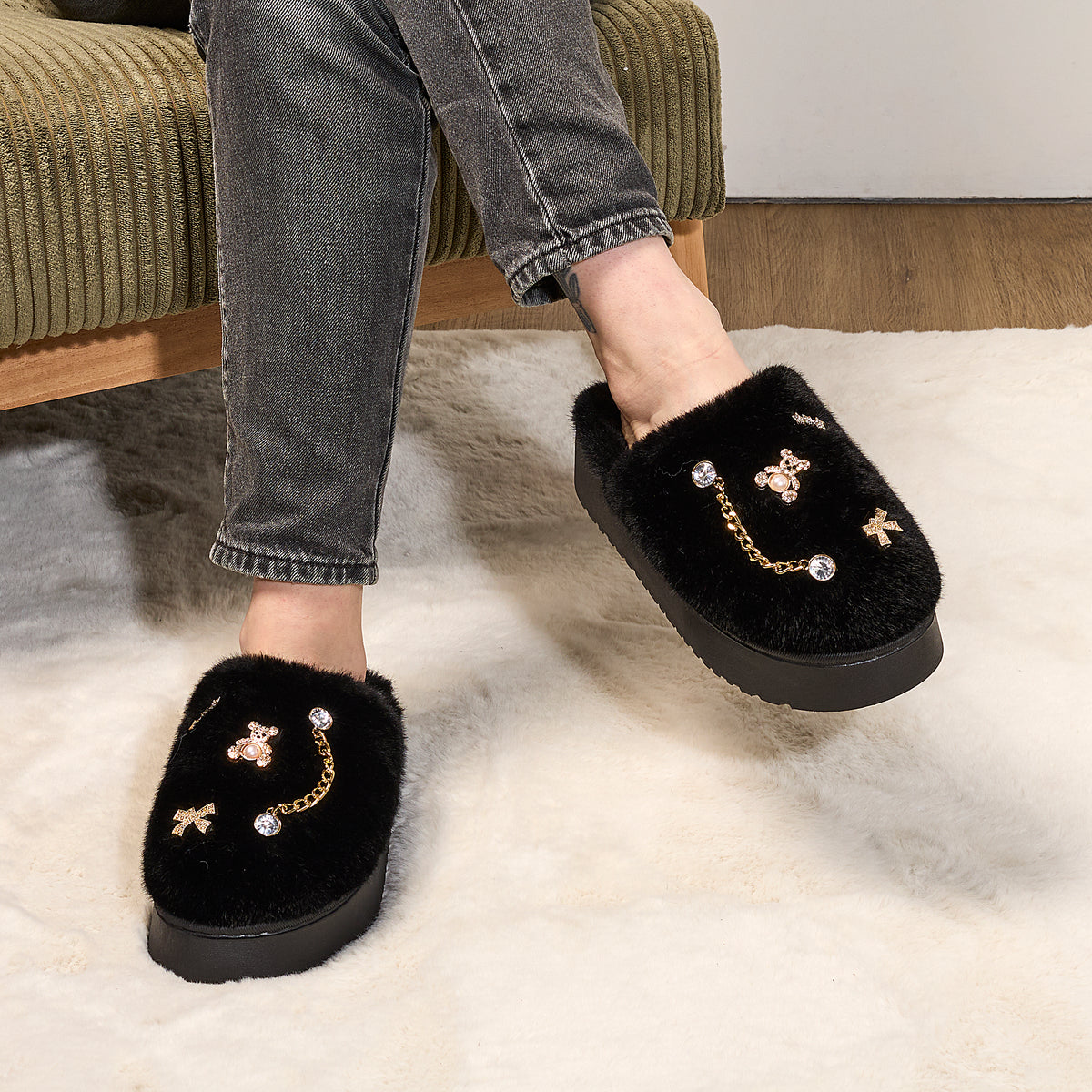 CHAUSSONS LUXURY GLAMS CHARMS NOIR T37 38