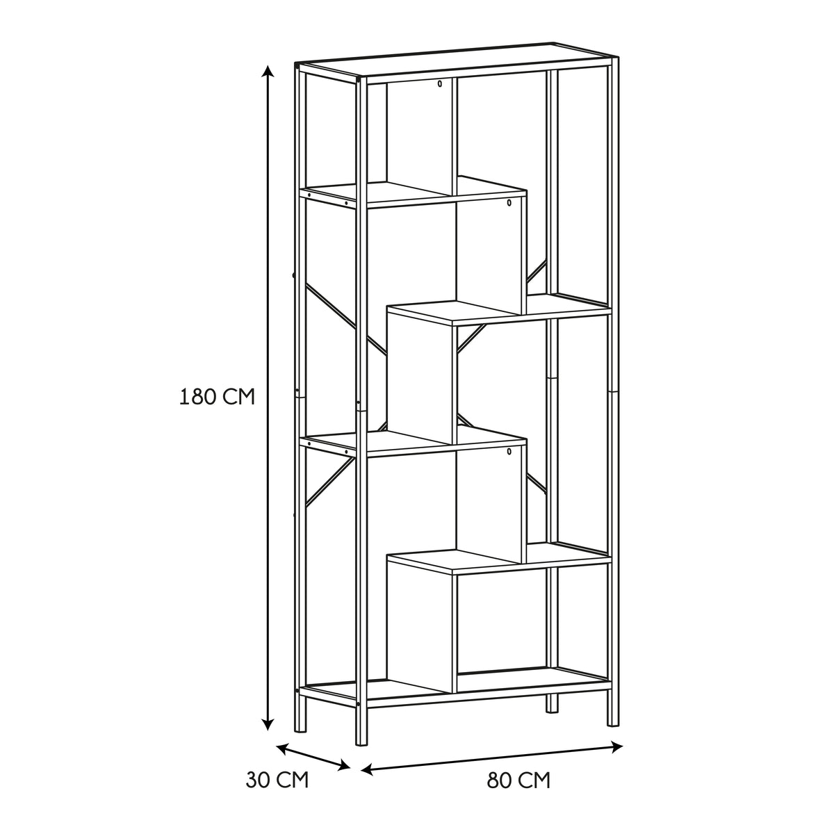 ETAGERE EDISON BLANC 80X30X180CM