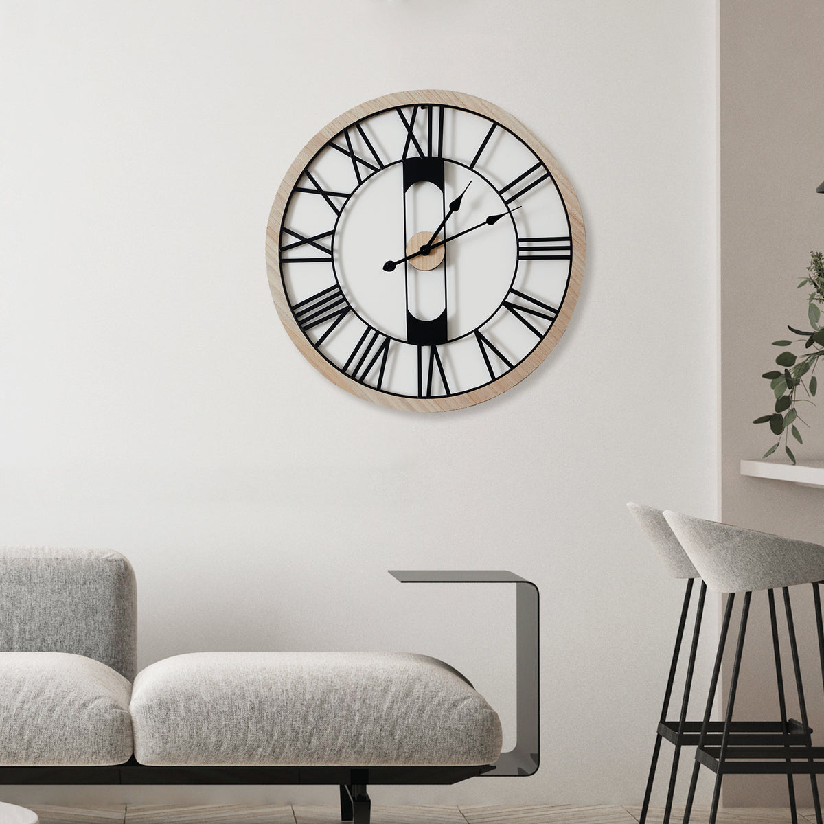 HORLOGE SILENCIEUSE BOIS ET METAL D70CM JACK