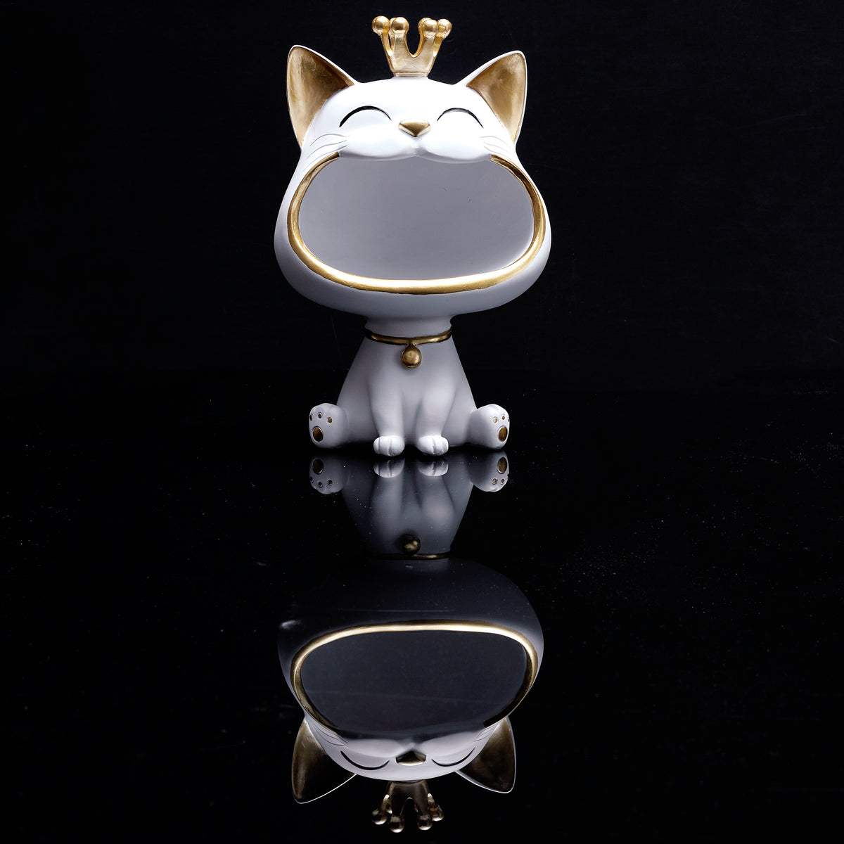 STATUE CHAT BLANC VIDE POCHE