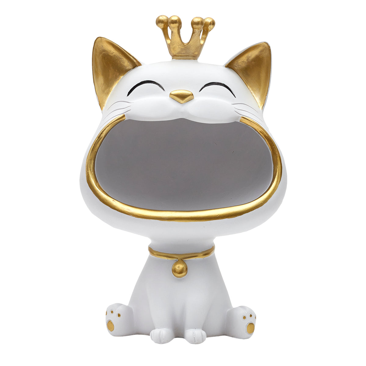 STATUE CHAT BLANC VIDE POCHE
