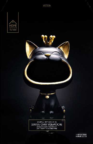 STATUE CHAT NOIR VIDE POCHE