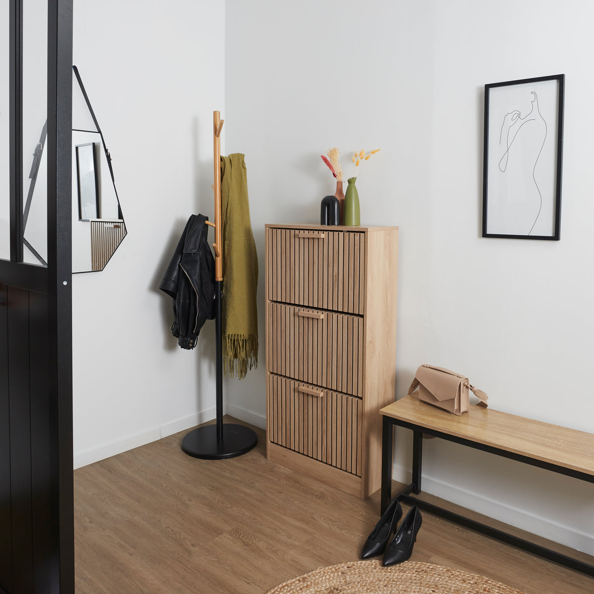 MEUBLE A CHAUSSURES 3 PORTES KLAUS