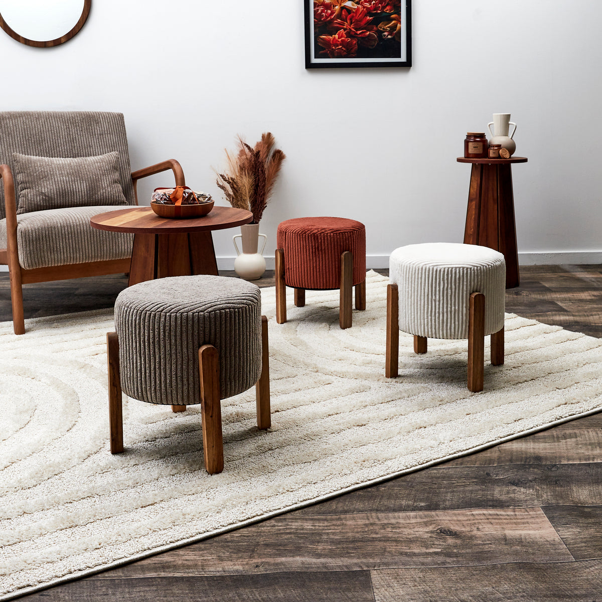 TABOURET COTELE SCOTT BEIGE - LOT DE 2