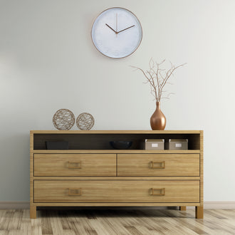 HORLOGE RONDE 30.5CM BLANCHE CUIVREE