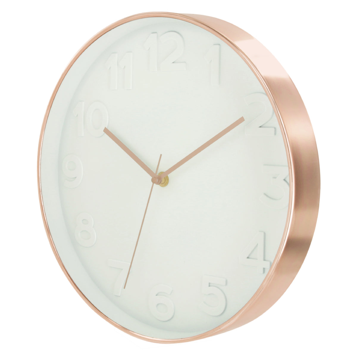 HORLOGE RONDE 30.5CM BLANCHE CUIVREE