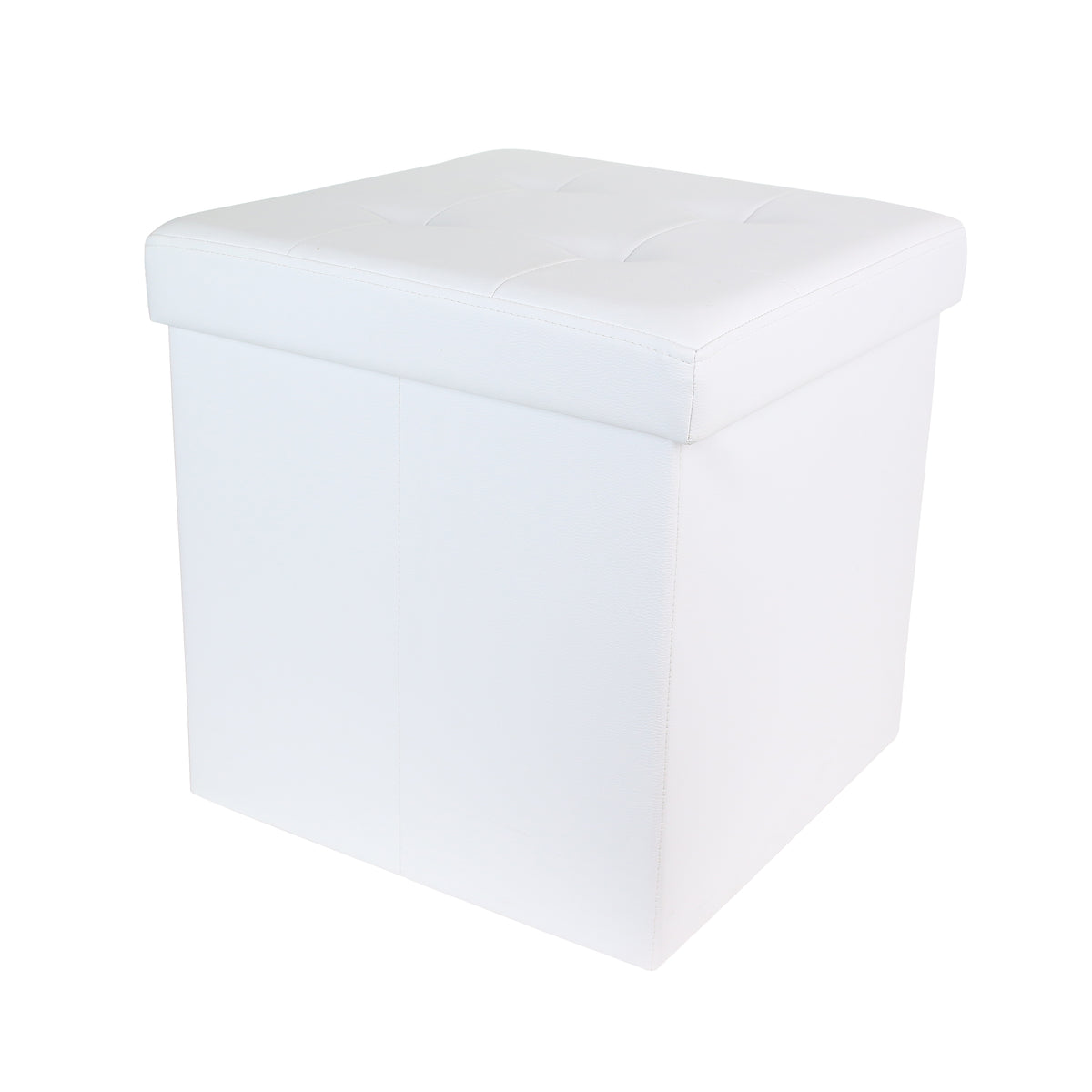 COFFRE POUF PLIABLE PU BLANC