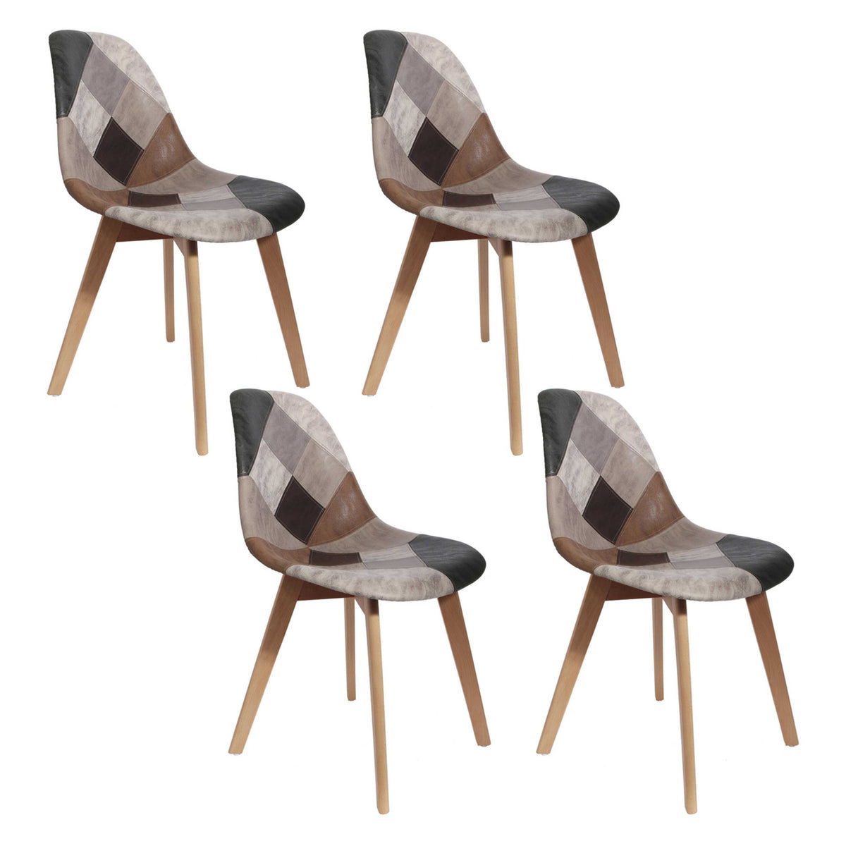 CHAISE PATCHWORK PU - LOT DE 4