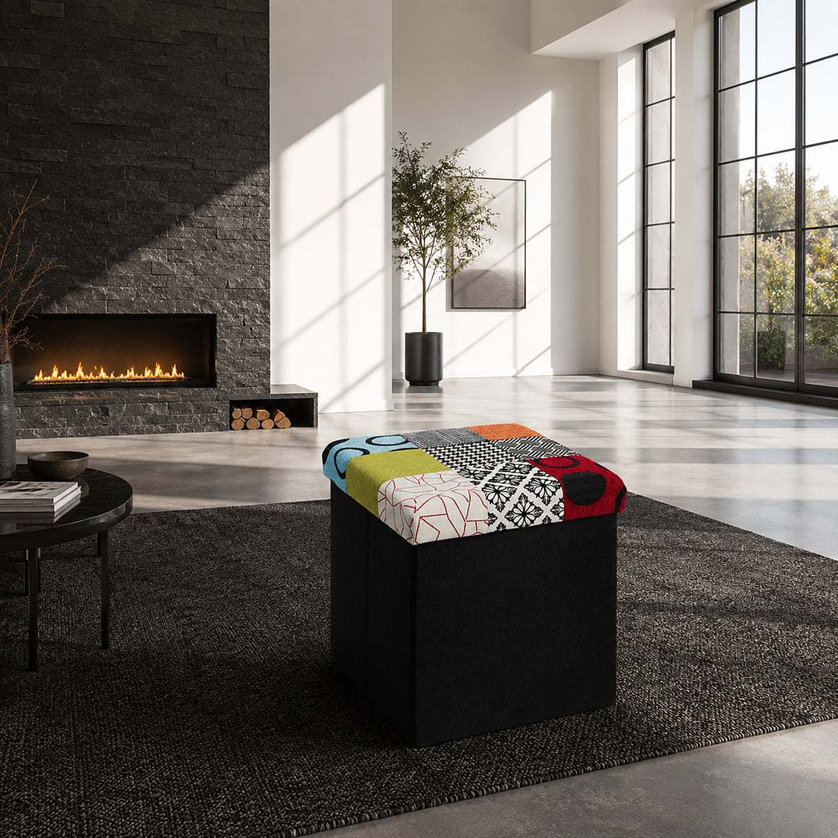 COFFRE POUF PLIABLE PATCHWORK