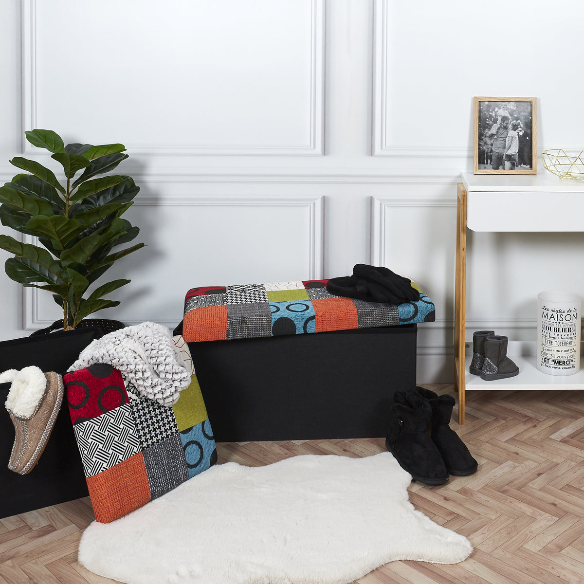 COFFRE BANC PLIABLE PATCHWORK