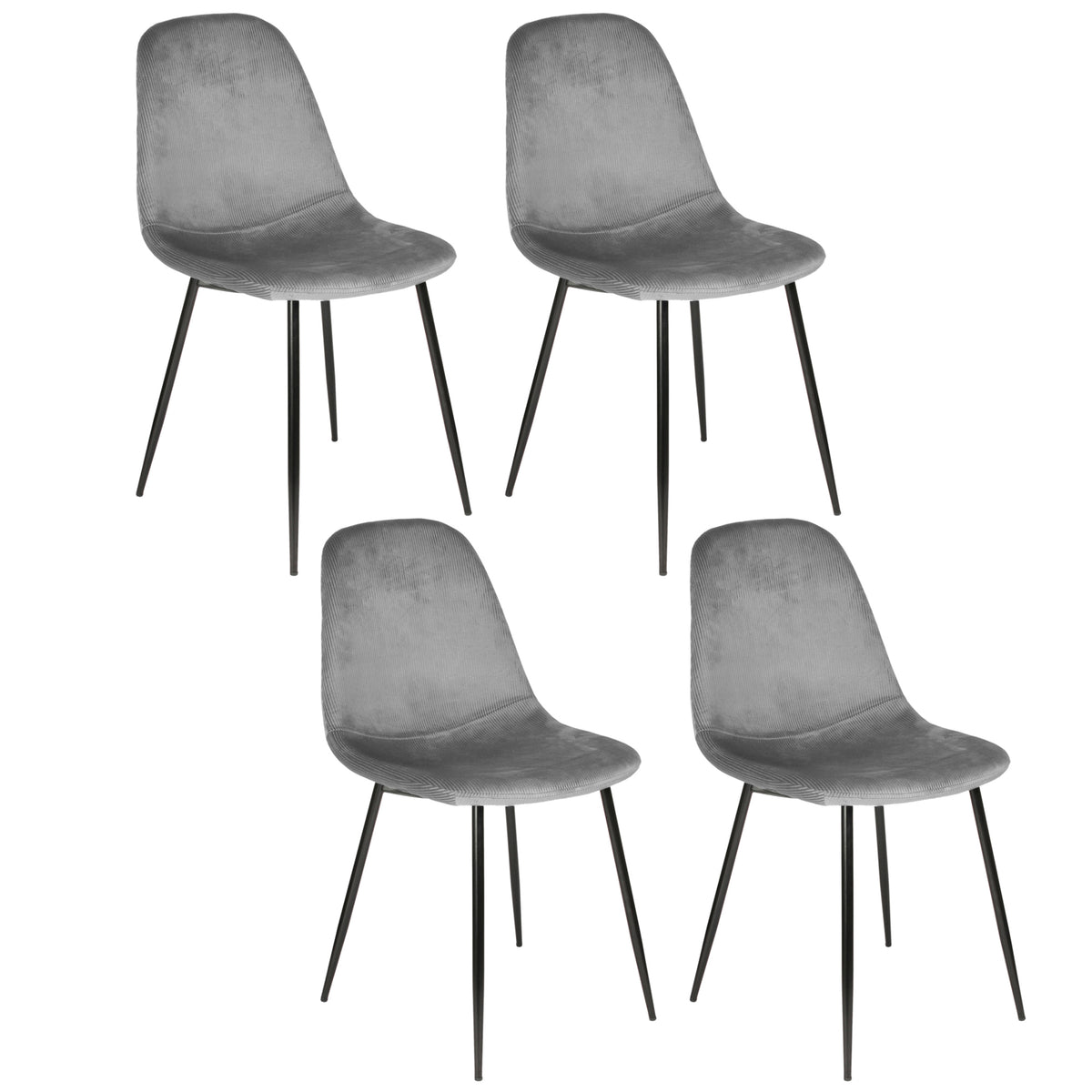 CHAISE VELOURS COTELE GIULIA GRIS - LOT DE 4
