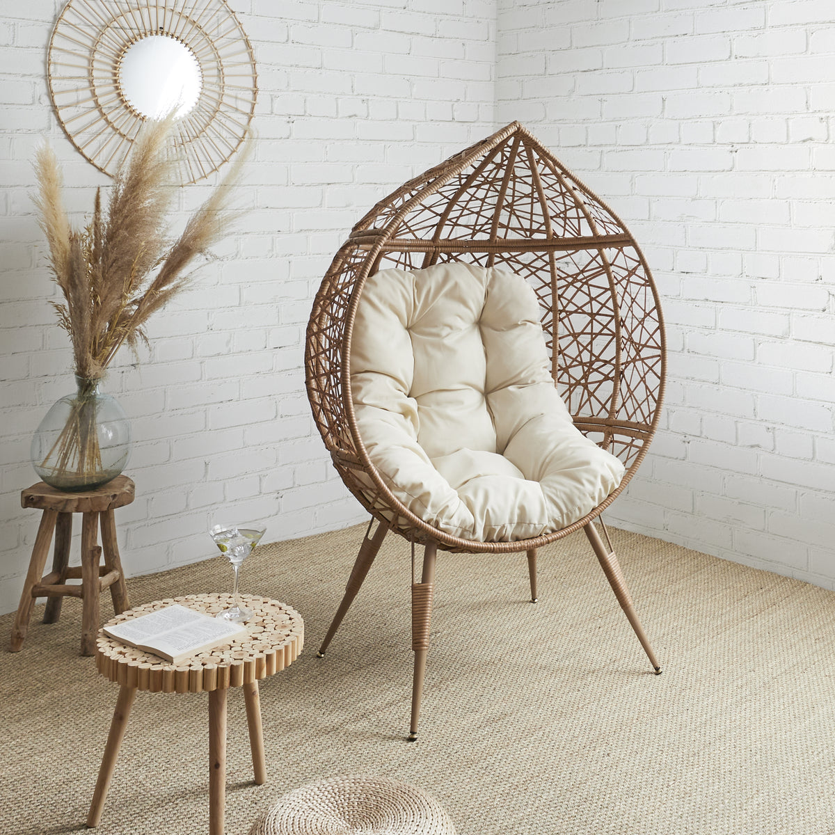 FAUTEUIL OEUF COUSSIN BEIGE