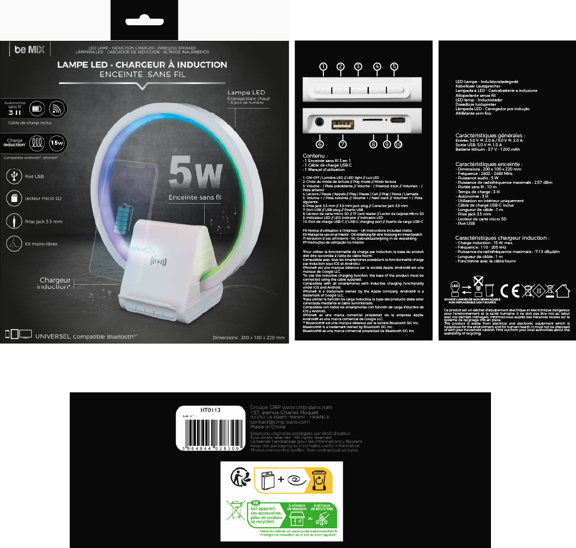 LAMPE CHARGEUR INDUCTION ENCEINTE 5W