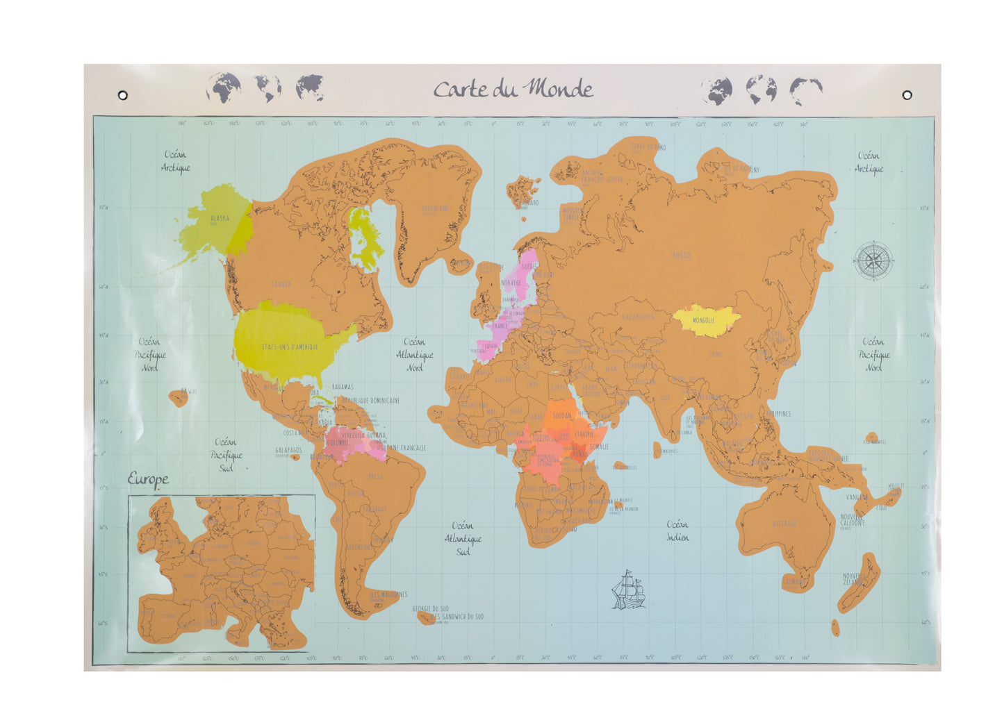 Carte du monde à gratter ref MO9736